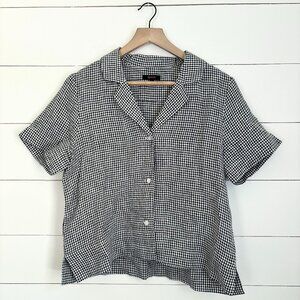 Quince NWOT 100% linen gingham button down shirt size small